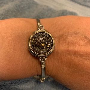 Silver Coin Bangle Bracelet
